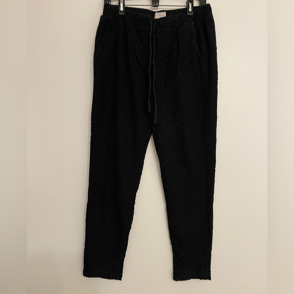 Lou & Grey Black lace Joggers pants bottoms swim coverup women medium m